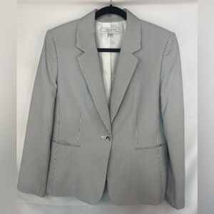 Tahari gray and white striped blazer, cotton blend. Like new condition!